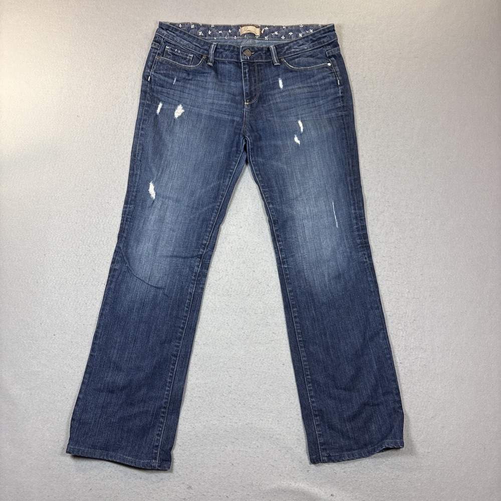 Paige Premium Denim Jimmy Jimmy Straight Leg Jeans Blue Size‎ 31 Distressed